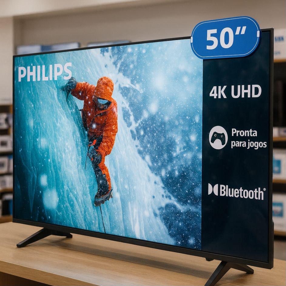 Smart TV 50" Philips 4k Bluetooth HDMI USB Apple Home Alexa Comando De Voz