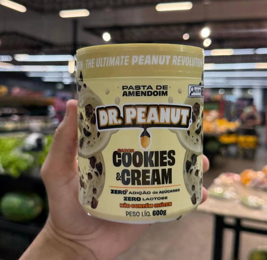 Pasta de Amendoim Dr. Peanut sabor Cookies & Cream de 600g