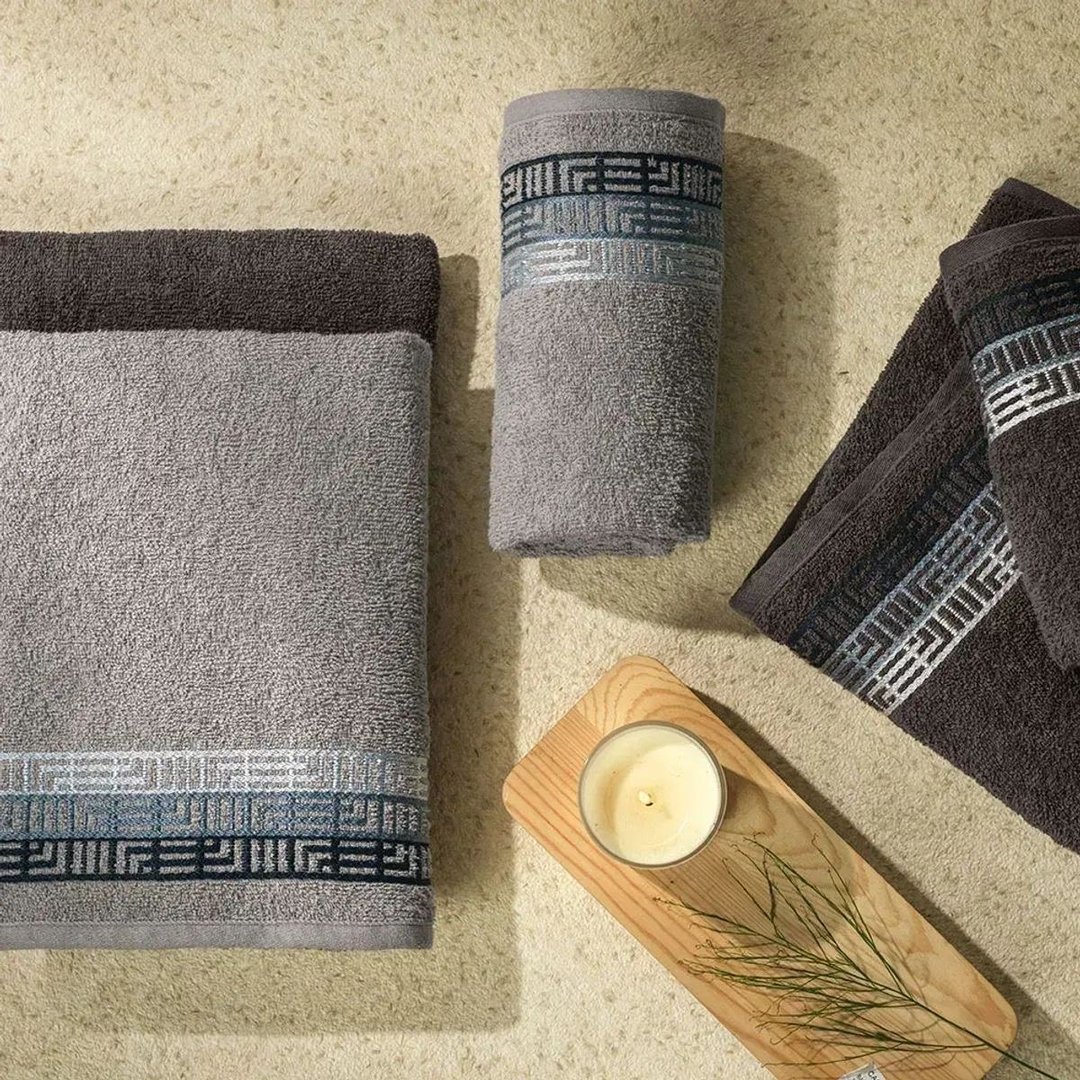 Jogo De Toalhas 4 Pçs Fio Cardado 100% Algodão Bosco Karsten Cinza Bosco