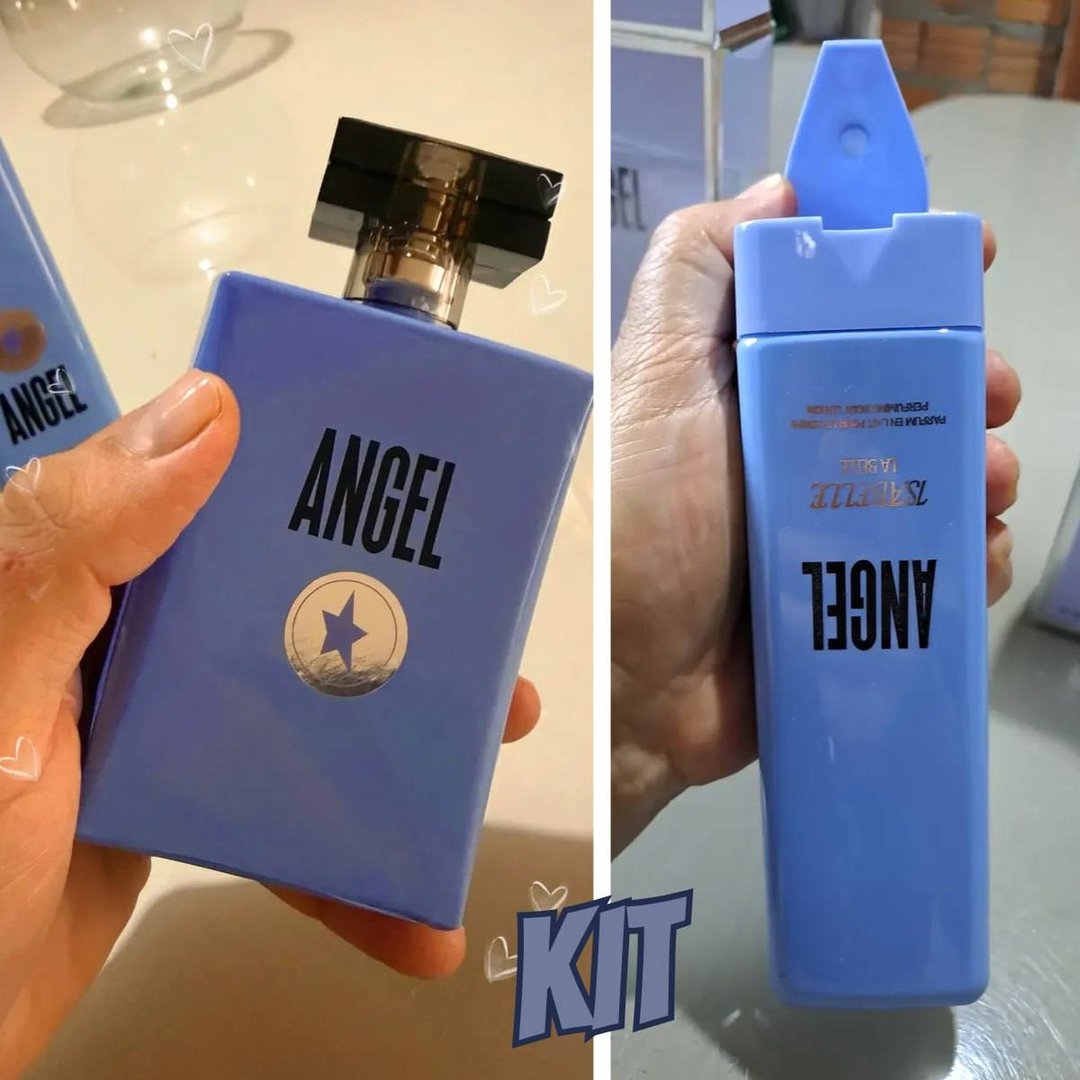 Lançamento Kit Hidratante Corporal Angel 200ml + Perfume Angel 100ml Marca Linha Isabelle Labelle Original Presente Perfeito Alta Fixação Parfum