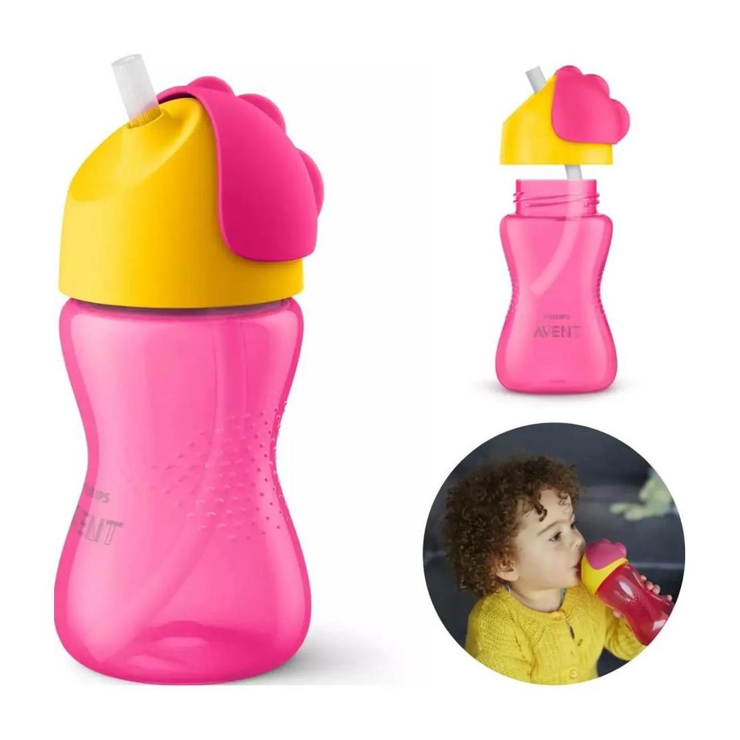 Copo com Canudo Philips Avent 798/02 300 ml Rosa/Amarelo 12m+