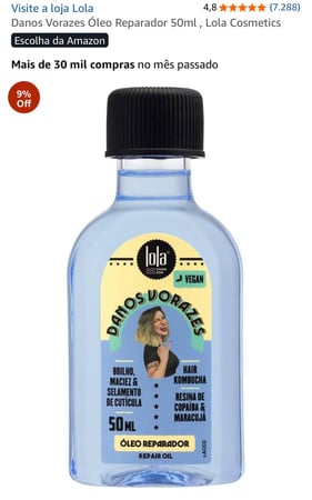 Danos Vorazes Óleo Reparador 50ml , Lola Cosmetics