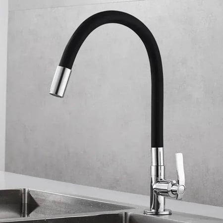 Torneira De Parede Texfine Flexivel Monocomando Reto Pia Cozinha Luxo Articulável Preto Fo...