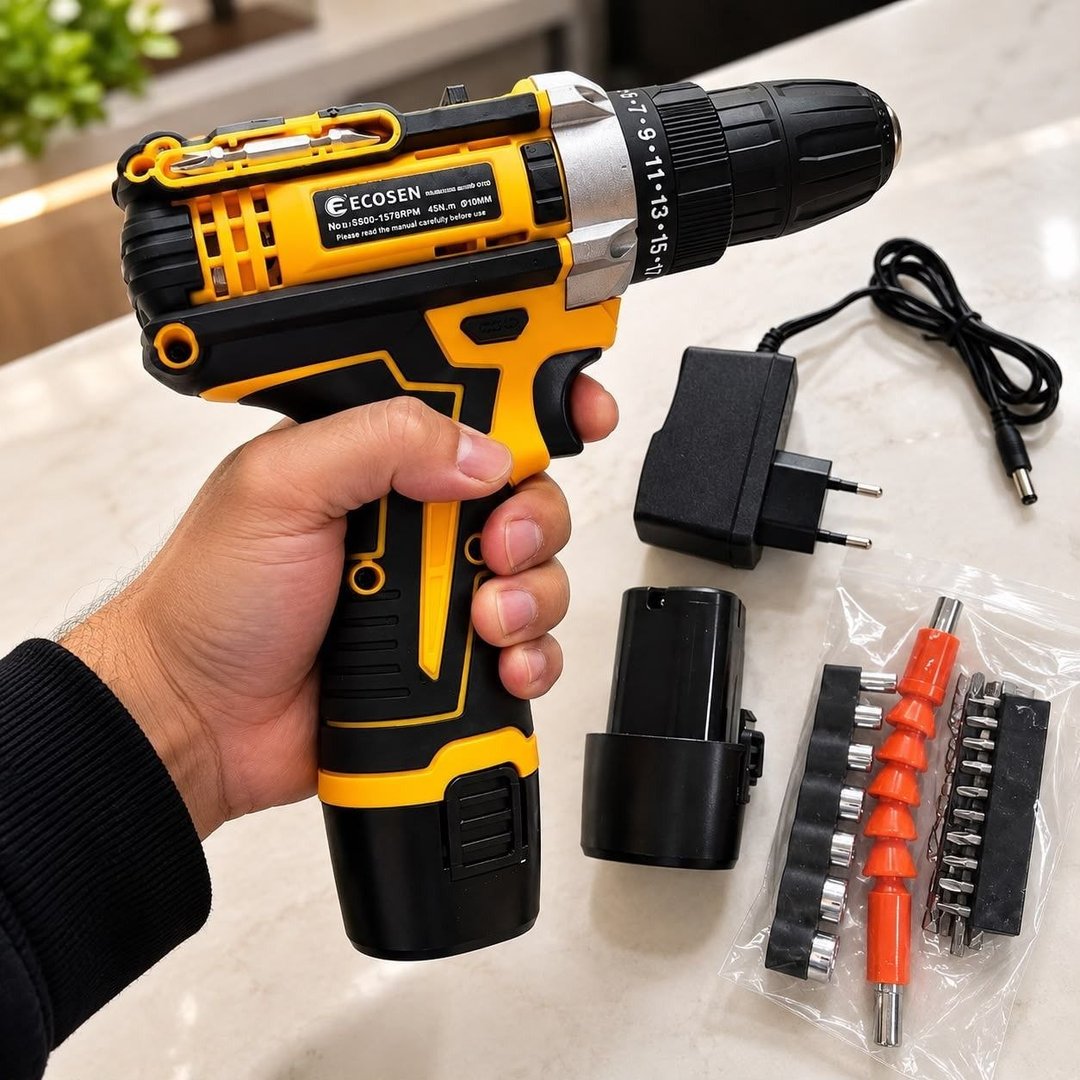 Parafusadeira Furadeira Sem Fio De 10mm 3/8 2 Bateria Lítio Amarelo 127/220v 50hz/60hz