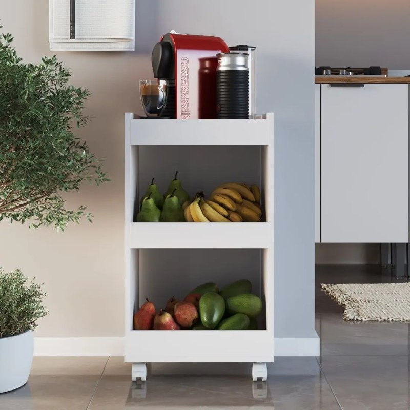 Fruteira com Rodinhas 3 Andares Multiuso Cozinha-Móveis Bonatto