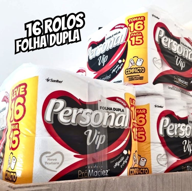 Personal Papel Higiênico Vip Folha Dupla, 16 Unidades Branco (Embalagem Pode Variar)