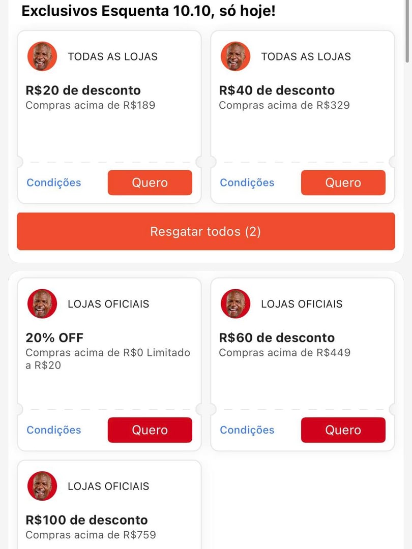 Cupons Esquenta 10.10 - Shopee