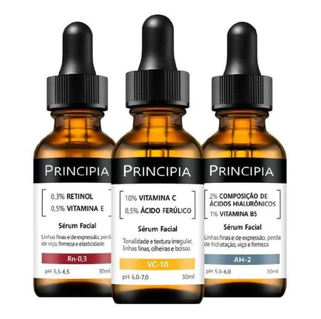 Kit 3 Séruns Principia Vitamina C + Retinol + Hialurônicos