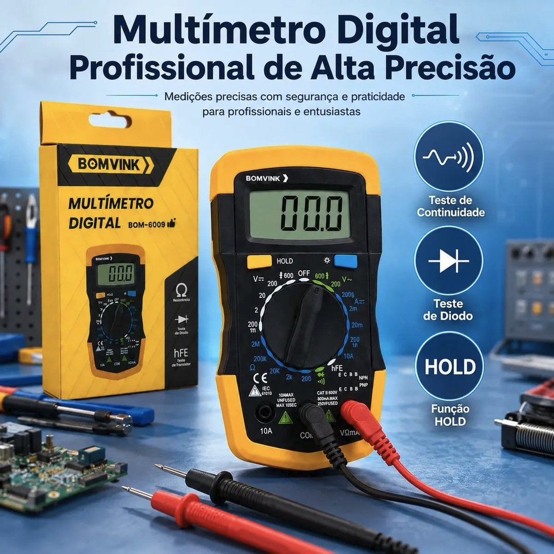Multímetro Digital Alta Precisão Portátil  Amperímetro