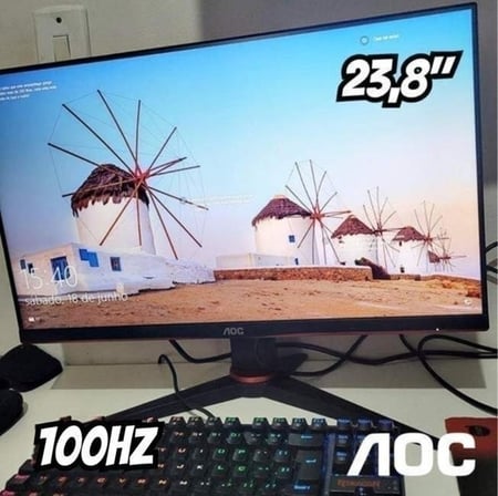 Monitor Gamer AOC 23.8" Full HD, 100Hz, 1ms, IPS, DisplayPort e HDMI, Adaptive-Sync - 24G2...