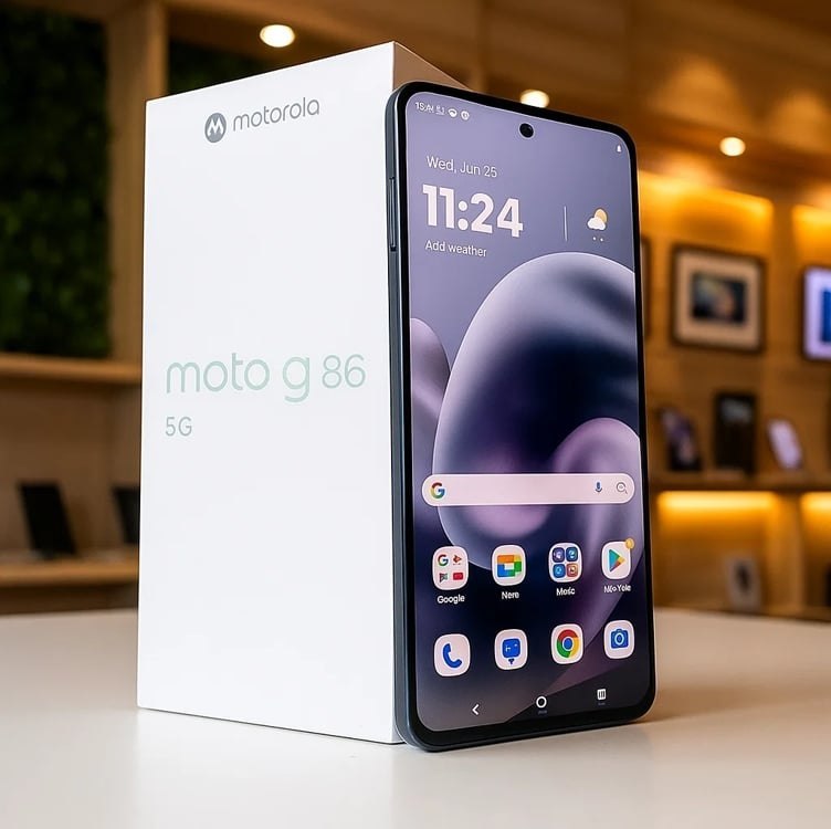 Smartphone Motorola Moto g86 5G - 256GB 24GB (8GB RAM+16GB Ram Boost) Tela 1.5K pOLED, 50M...
