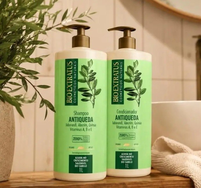 Kit Jaborandi Shampoo e Condicionador Bio Extratus 1L Antiqueda e Crescimento