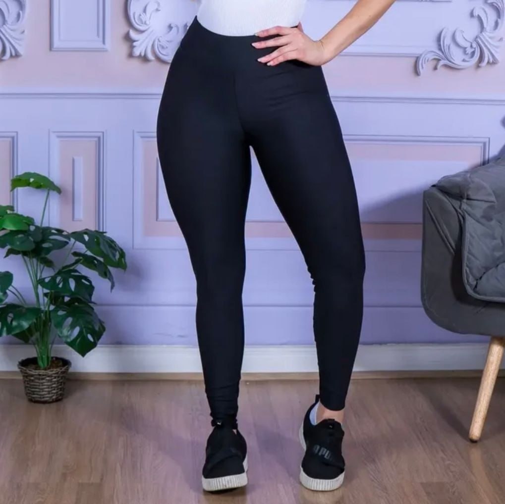 Calça Legging Feminina Preta Grossa Dia A Dia Valor De Ataca