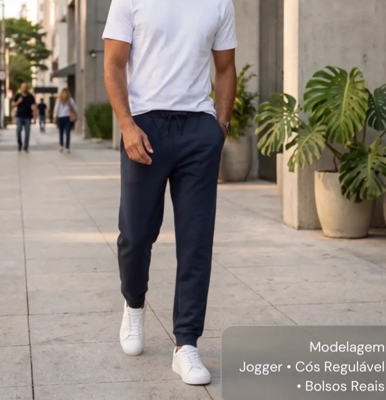 Calça Hering Moletom Masculina Jogger Algodão Original - Tam. G