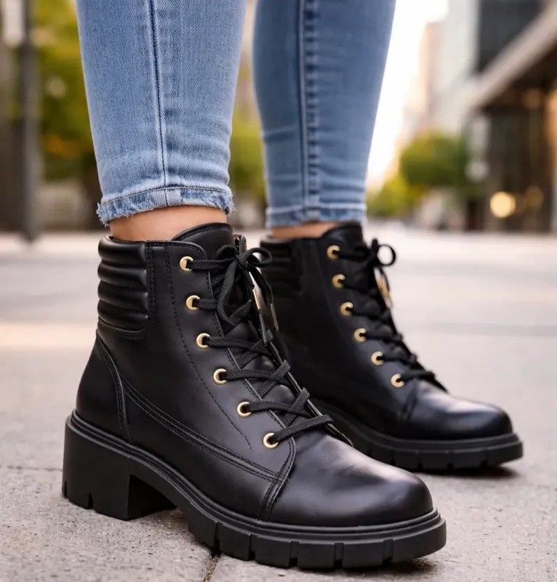 Bota Moleca Salto Baixo Feminino Preto - Num. 34 ao 39