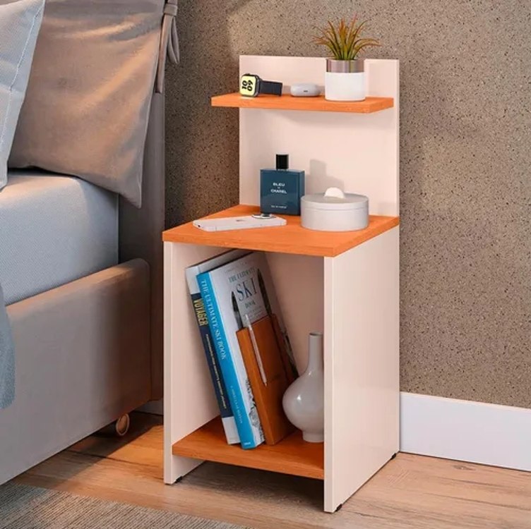 Mesa De Cabeceira Com Prateleira E Nicho Para Quarto Decor 