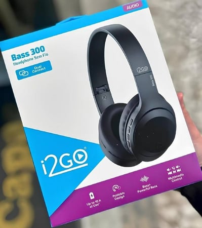 I2GO, Headphone Bass 300, Bluetooth, Microfone Integrado, Controle Multimídia, Até 10h de ...