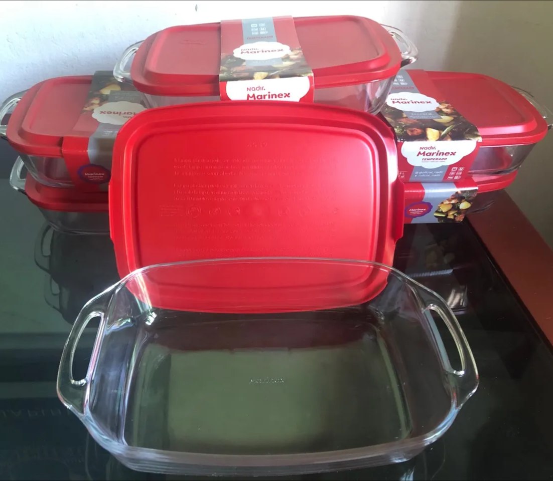 Assadeira de Vidro Retangular com Alças Marinex Seletta c/ Tampa vai ao forno, micro-ondas e lava-louças
