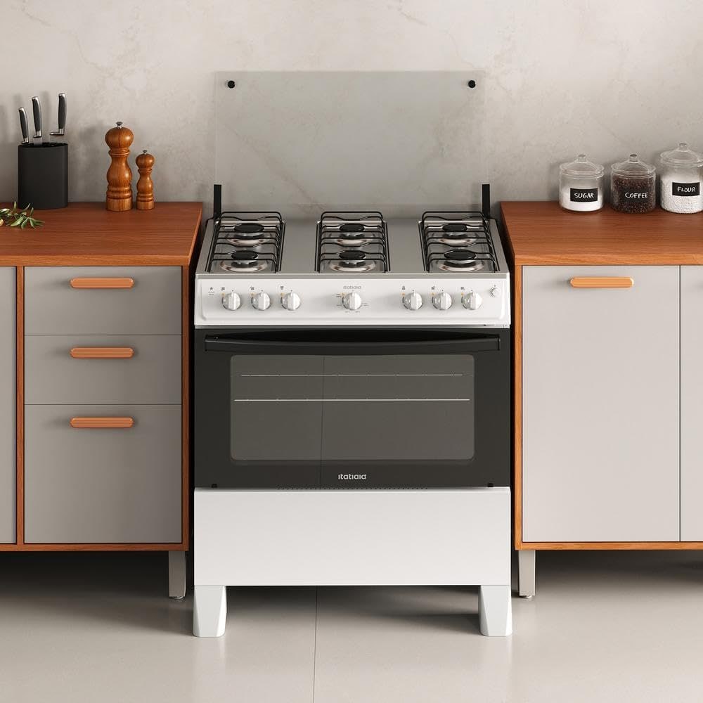 Fogão 6 Bocas a Gás Itatiaia Star New com Acendimento Automático e Forno 82l Branco Bivolt