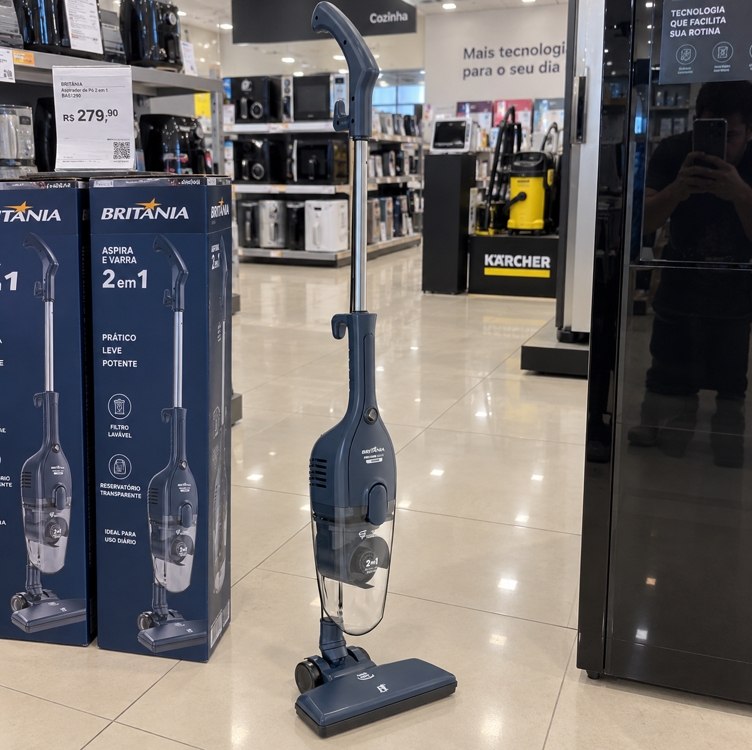 Aspirador de Pó Vertical Britânia 2 em 1 com Filtro Ciclone 1400W BAS30 1,5L Azul 127V
