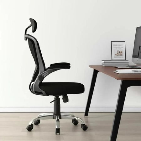 Cadeira De Escritório Ergonômica Giratória B100 Boston Preta Com Estofado Mesh Com Ajuste ...