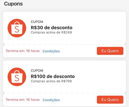 Cupons Shopee
