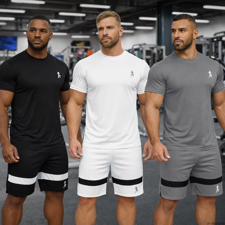 Kit 3 Bermudas Shorts Academia + 3 Camisetas Camisas Dry Fit