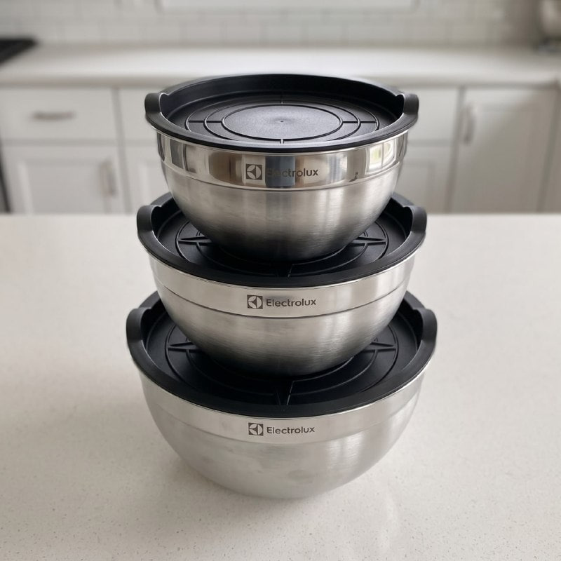 Conjunto Bowls de Inox Electrolux com Tampa Plástica 3 Peças
