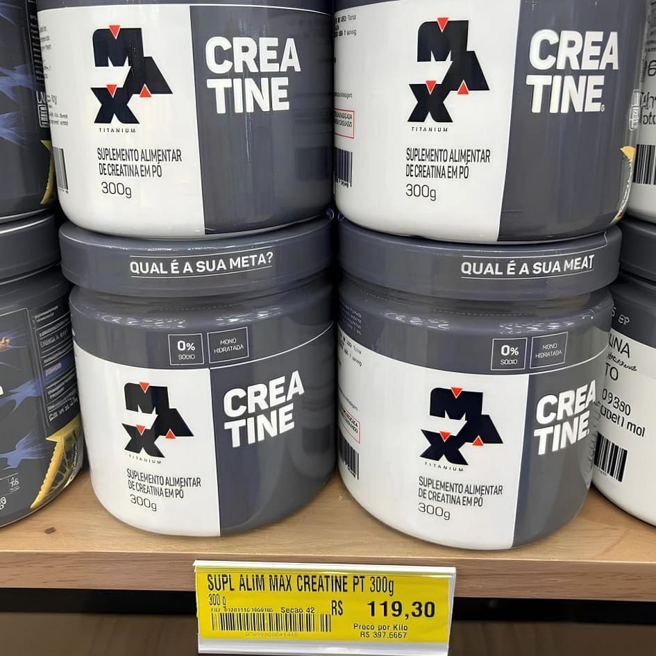 Creatina Max Titanium Monohidratada Em Pó Pote 300g Creatina Po Sem Sabor