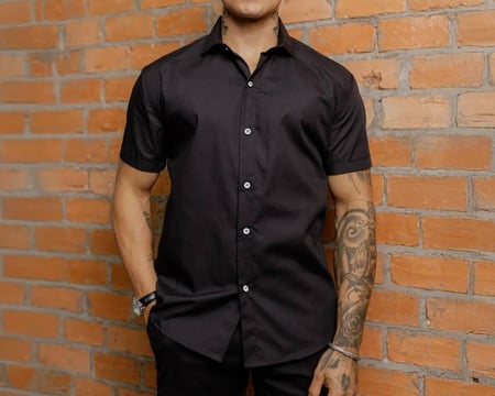Camisa Social Masculina Gola Italiana Confortável