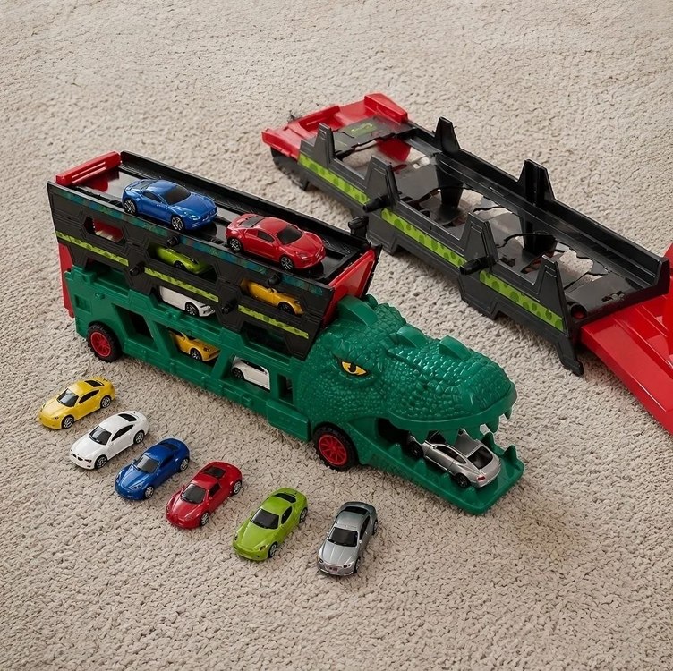 Lançador Dino Truck Super Carrinhos Caminhão Cegonha Pista
