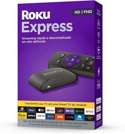 Roku Express | Dispositivo de streaming para TV HD/Full HD compatível com Alexa, Siri e Go...