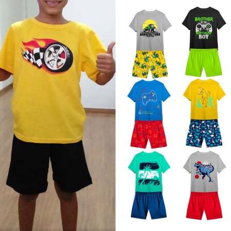 Kit 10 Peças De Roupa Infantil Menino 5camisas+ 5shorts