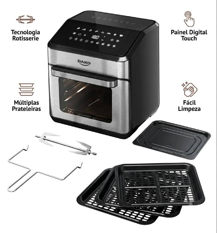 Fritadeira Air Fryer Oven Dako Grandes Apetites 12 L Cor Preto