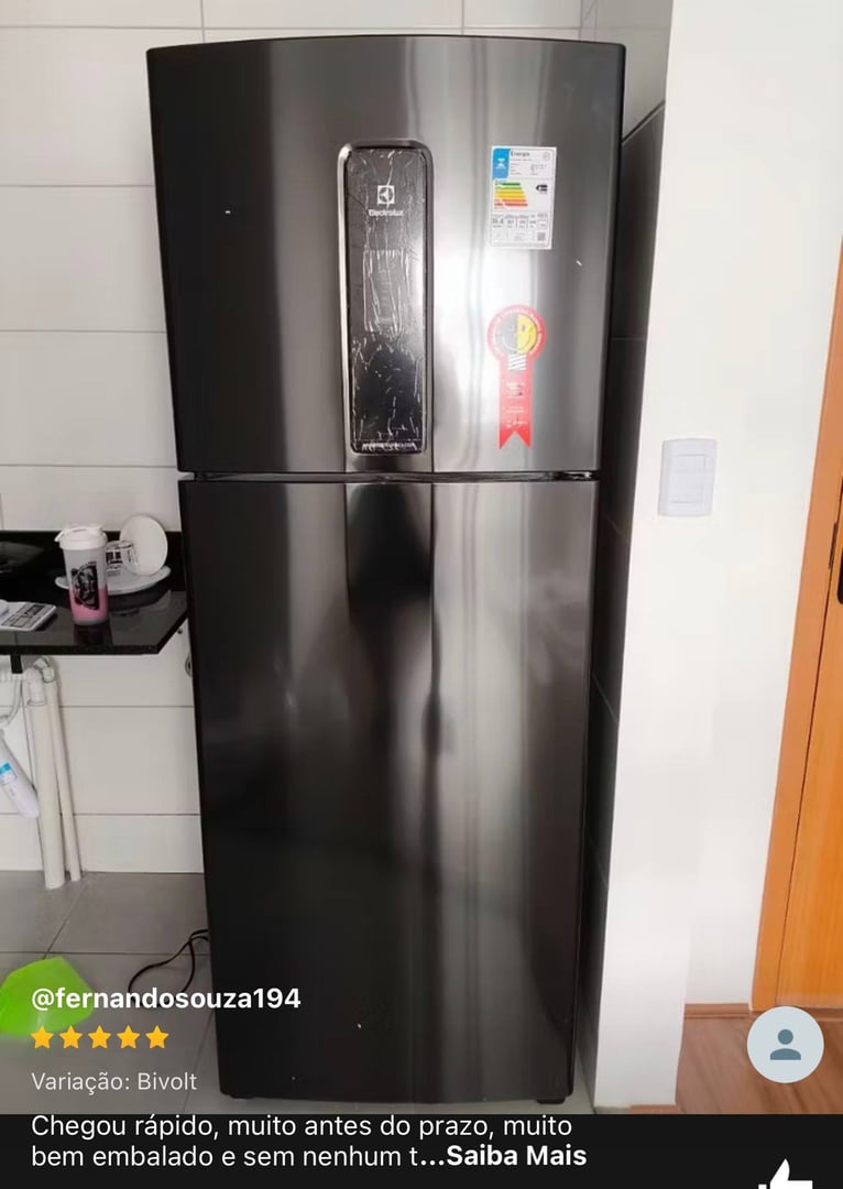 Geladeira Electrolux Frost Free Inverter 481L Efficient com AutoSense SmartBivolt Duplex cor Black Inox Look (IT70B)