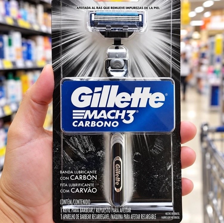Gillette Mach3 Carbono Aparelho de Barbear com Carvão Ativado 1 Unidade