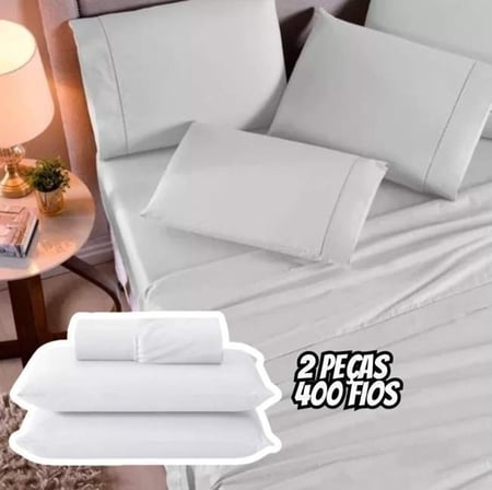 Jogo De Lençol Elástico Solteiro Box 2 Peças 400 Fios Cor Branco Desenho Do Tecido Liso