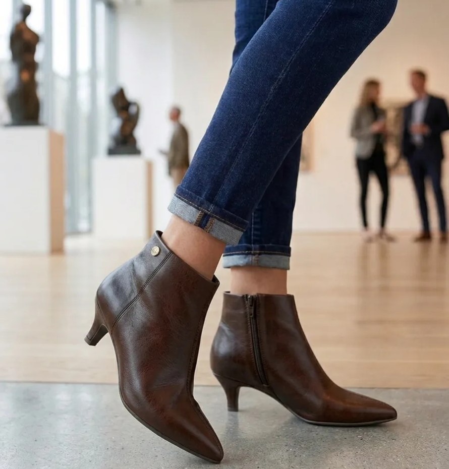 Bota Via Uno Bico Fino Saltinho Lançamento Feminina - Num. 34 ao 37
