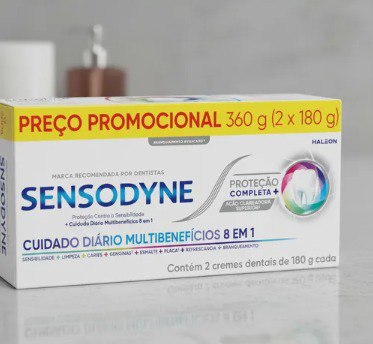 Pack NOVO Sensodyne Creme Dental Proteção Completa com Flúor Contra Sensibilidade 8 em 1 -...