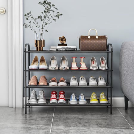 Sapateira Organizadora Porta Sapatos Formato Simples - Para 16 Pares, 4 Prateleiras, Desig...