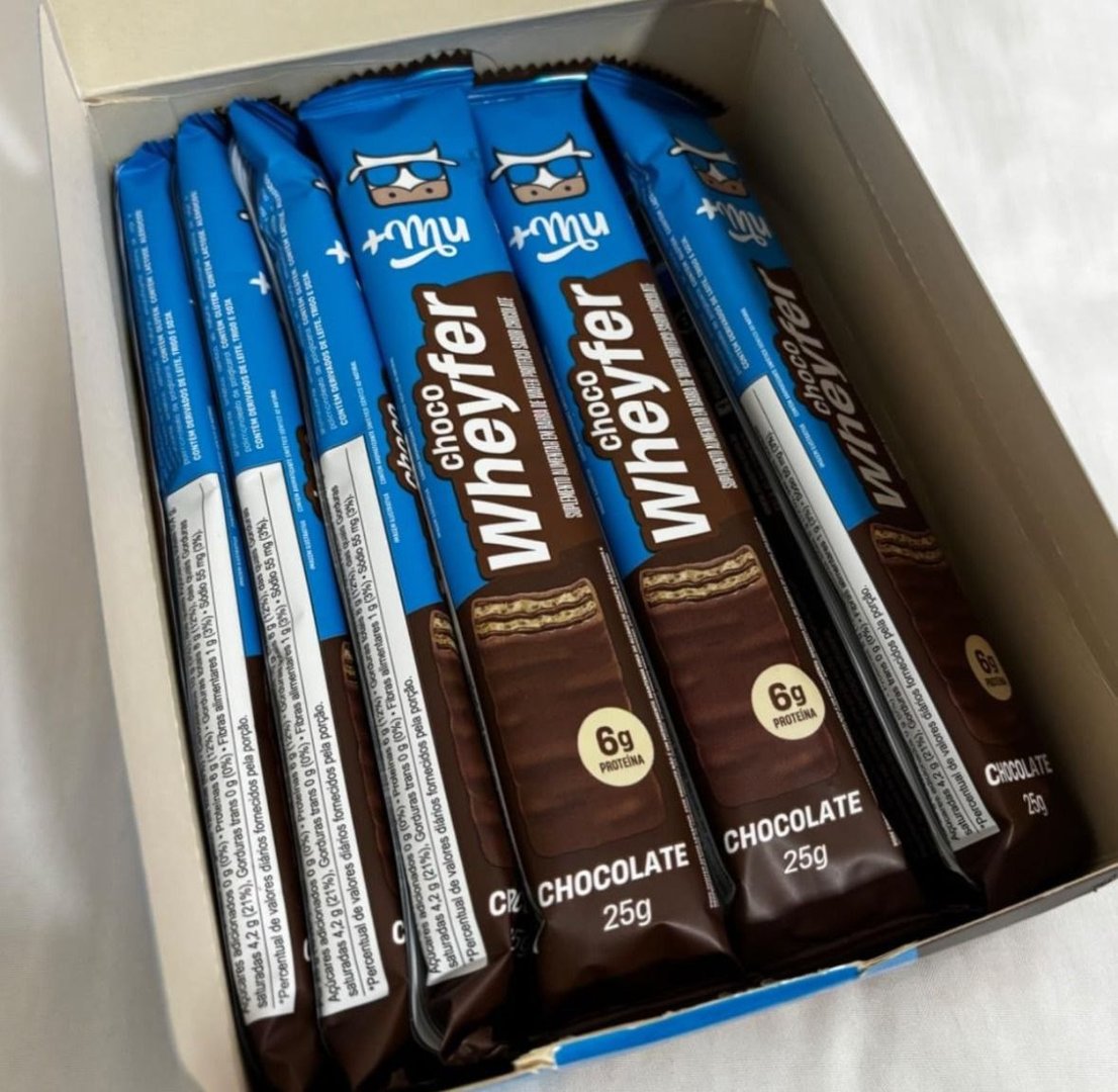 Chocowheyfer, Mais Mu, Wafer Proteico Sabor Chocolate Branco, 6g de Proteína, Zero Açúcar,...