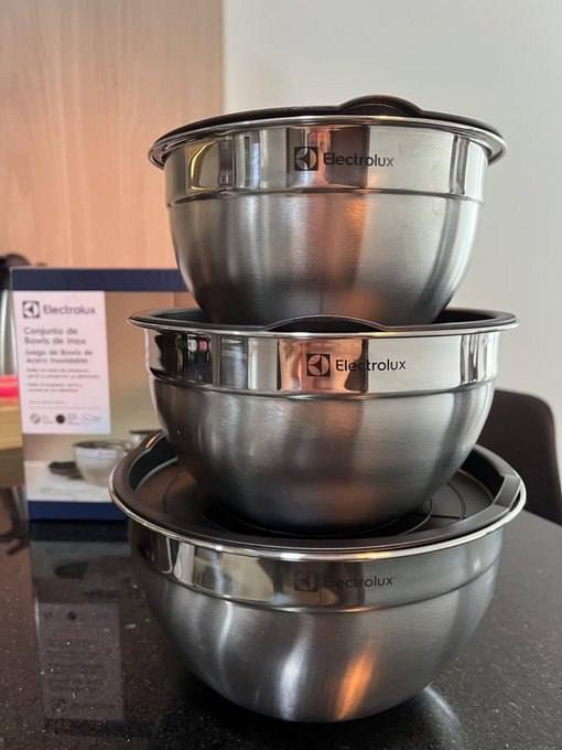 Conjunto de Bowls Tigelas de Inox com Tampa Plástica Electrolux