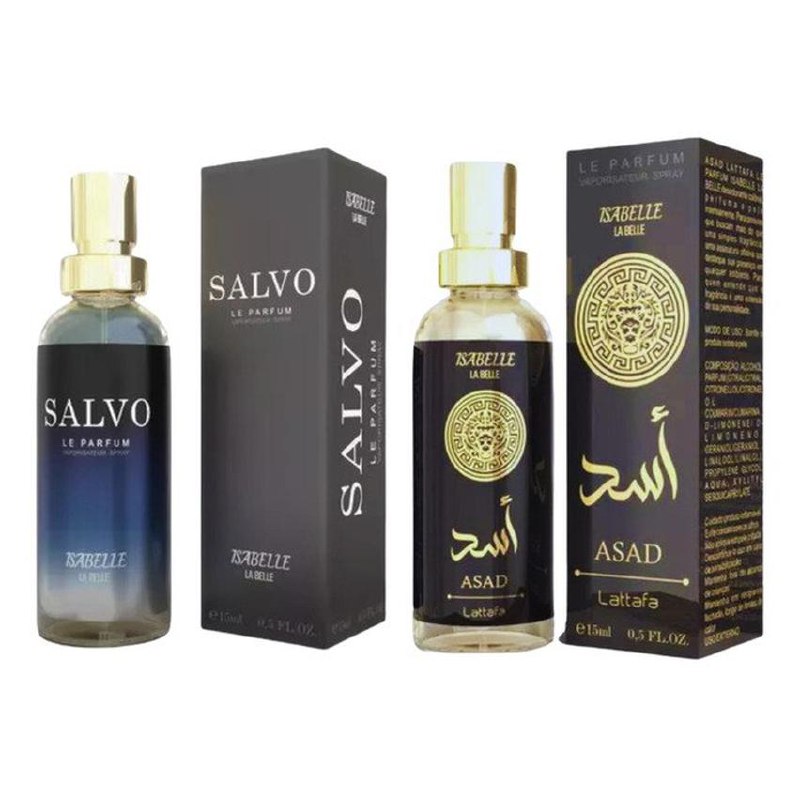 Kit 2 Perfumes Árabes Masculino 15ml - Asad Lattafa E Salvo Le Parfum