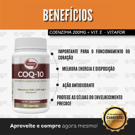 Coenzima Coq10 Vitafor 200mg/dose 120 Cápsulas Vitafor