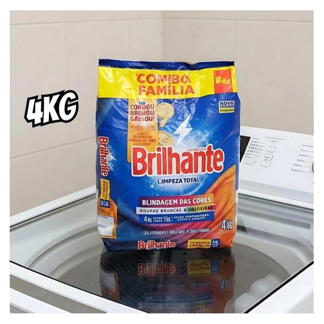 Brilhante Lava-Roupas Em Pó Roupas Brancas E Coloridas Limpeza Total Pacote Tamanho Famíli...