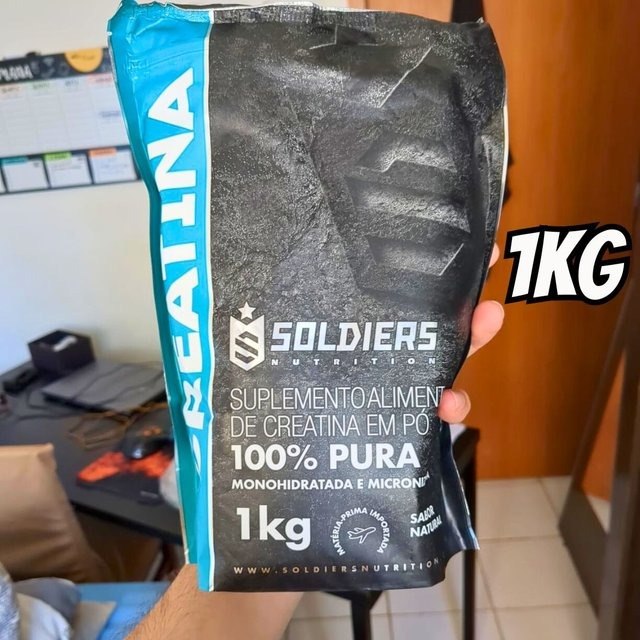 Creatina 1kg Soldiers Nutrition Monohidratada Em Pó 100% Pura Sem Sabor