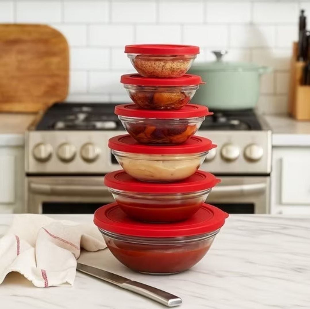 Conjunto Potes Vidro Hermeticos Tampa Vermelha Organizacao Cozinha Praticidade