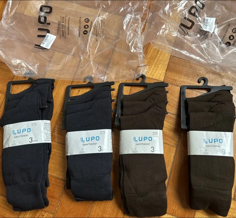 Kit 6 Pares Meia Social Lupo Cano Longo Algodão Masculina