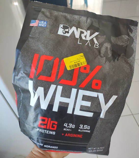 Whey Protein Concentrado 100% 900g Refil Dark Lab - Morango ou Baunilha