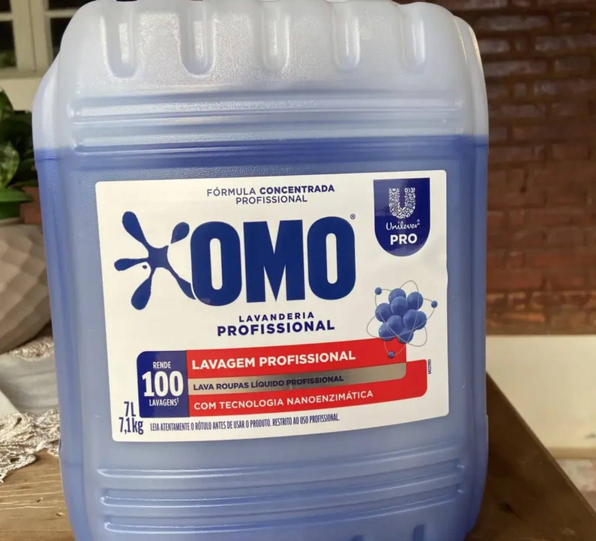 Lava Roupas Líquido Omo Lavanderia Profissional Lavagem 7l